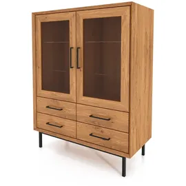 AC ANGEL CERDÁ Highboard 110 x 140 x 50 cm Walnuss / Schwarz