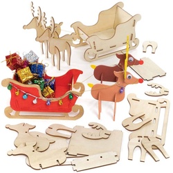 Rentier & Schlitten-Bastelsets aus Holz (pro Set 2) Bastelaktivitäten zu Weihnachten