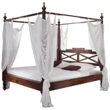 Massivmoebel24 Himmelbett Akazie 140x200x224 nougat lackiert