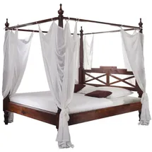 Massivmoebel24 Himmelbett Akazie 140x200x224 nougat lackiert