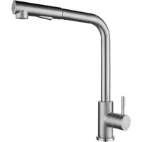 Küchenspülenarmatur aus Edelstahl mit herausziehbarer Brause, Einhebel-Küchenarmatur mit herausziehbarer Brause, flacher Wasserhahn für moderne