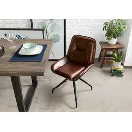 Massivmoebel24 Esszimmerstuhl Iron Label Leder braun