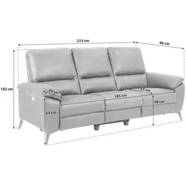 VCM Sofa Mikrofaser 3-Sitzer Grau