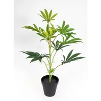 Seidenblumen Roß Hanfpflanze/Cannabispflanze 50cm im Topf DP Kunstpflanzen künstliche