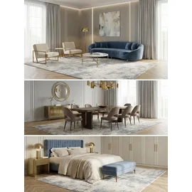 KADIMA DESIGN Teppich SIENA-Arbia, abstrakt, Blau, 200 x 300 cm