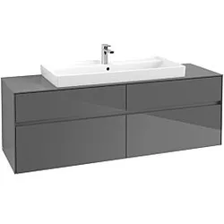 Villeroy & Boch Collaro Waschtischunterschrank  C03100FP, 1600x548x500mm, Glossy Grey