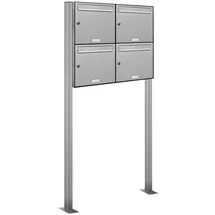 AL Briefkastensysteme 4er Premium Standbriefkasten V2A Edelstahl weiß