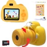 TAMEY Kinder Kamera,Kreative Kinderkamera,Digitalkamera,4800w Kinderkamera gelb