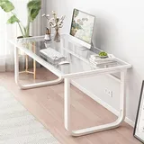 GJVBGA Computertisch aus Glas, moderner einfacher Schreibtisch mit Metallbeinen, Schreibtisch, Heimbüro, Arbeitszimmer, PC-Arbeitstisch für kleine Räume (Größe: 100 x 60 cm)