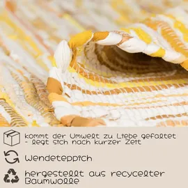 OTTO home Teppich OTTO HOME "Bente", gelb (gelb mix), B:60cm H:10mm L:110cm, Baumwolle, Polyester, Teppiche, Teppich, Handweb Teppich, 90% Baumwolle, handgewebt, Scandi