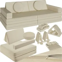 Tectake tectake® Spielsofa, 8-teilig, flexible Anordnung, Leinenbezüge, abnehmbar und waschbar, stapelbar