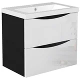 duschspa Waschtisch Waschbecken mit Unterschrank Waschtischunterschrank Smiley, Badmöbel in Breite 50/60/80/90/100 cm schwarz 61 cm x 56 cm x 40 cm