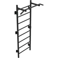 QLS Sprossenwand Kletterwand Klimmzugstange Klettergerüst 10 Sprossen bis 280 kg 6810 - Schwarz