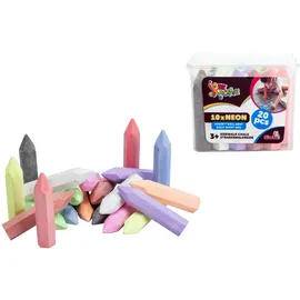 Simba Toys – Straßenmalkreiden Set (20 Stück) im Eimer, 10 Neonfarben und 10 klassische Farben, Outdoor-Kreide für Kinder ab 3 Jahren, abwaschbar, Malkreide für Asphalt, Spielstraße und Hof