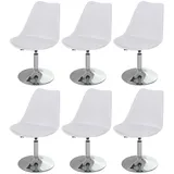 Mendler 6er-Set Drehstuhl Malmö T501, Stuhl Küchenstuhl, höhenverstellbar, Kunstleder ~ weiß, Chromfuß
