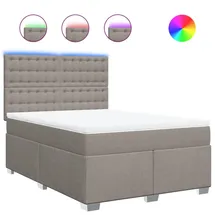 vidaXL Boxspringbett mit Matratze Taupe 140x200 cm Stoff