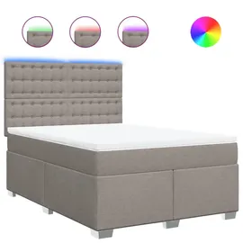 vidaXL Boxspringbett mit Matratze Taupe 140x200 cm Stoff