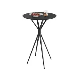 VASAGLE Bartisch mit Metallgestell 60 x 60 x 105 cm tintenschwarz-mattschwarz