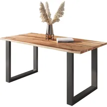 möbelliebling Baumkantentisch Akazie mit schwarzen Resin-Adern naturfarben 180 x 90 cm U-Gestell schwarz POLLY