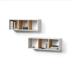 livinity® Wandregal 90 x 30 x 22 cm Weiß/Goldkraft Eiche