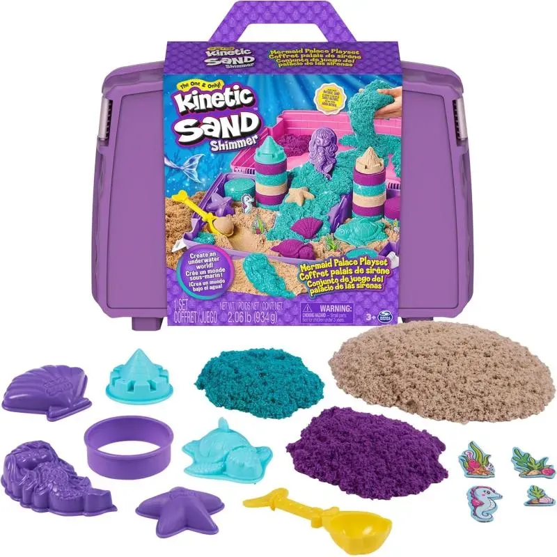 Kinetic Sand Sandpalast der Meerjungfrau Spielset - Magischer formbarer Sand, inkl. Figuren, Kreatives Bastelset, Ab 3 Jahren