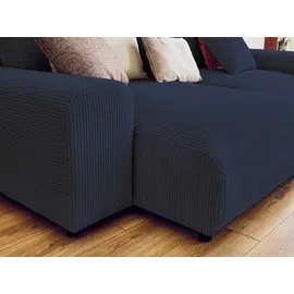 best mobilier Garance – Ecksofa beidseitig montierbar - 4-sitzer – aus Cord Nachtblau