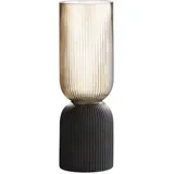 Gilde Dekovase Maron, Braun, Schwarz, Glas 31.5 cm, auch für frische Blumen geeignet, Dekoration, Skulpturen - Dekoobjekte, Dekoobjekte