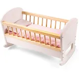woet Woet® Holzspielzeug Puppenbett für Kinder - Mit Decke und Kissen - Für Puppen bis 43 cm - Rollenspiel Spielzeug - Ab 3 Jahren