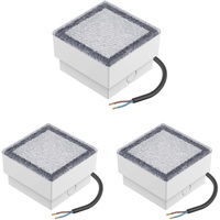 ledscom.de 3 Stück LED Pflasterstein Bodeneinbauleuchte CUS für außen, IP67, eckig, 10 x 10cm, blau