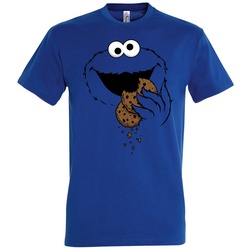 Youth Designz T-Shirt Keks-Monster Herren Shirt Fun T-Shirt Karneval Fasching Kostüm mit lustigem Krümelmonster Aufdruck blau L