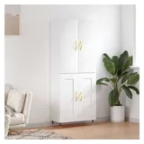 furnicato Highboard Weißes aus Holzwerkstoff und Metall 69,5 x 34 x 180 cm (1 St), Stabiler Schrank mit viel Stauraum und Wandhalterung für Wohnzimmer weiß 69.5 cm x 180 cm x 34 cm