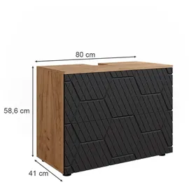 Vicco Waschbeckenunterschrank 2 Schubladen 80 x 58,6 x 41 cm Anthrazit