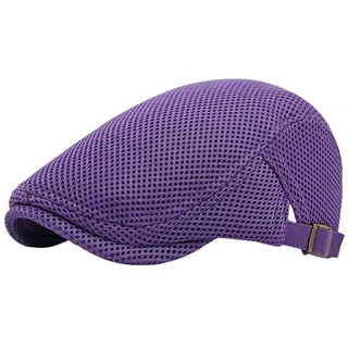 LuxusKollektion Schirmmütze Schirmmütze Unisex Flatcap Baskenmütze Newsboy Mesh Herren M-L Lila