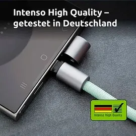 Intenso Handykette – 60W, 480 Mbps, Nylon, PD3.0 QC4.0, 1,65 m, größenverstellbar, grün