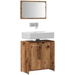 Badschrank mit Spiegel Altholz-Optik Holzwerkstoff