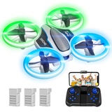 AVIALOGIC Mini Drohne mit Kamera HD 720P für Kinder, RC Drone mit LED Lichter,Quadrocopter mit 3D Flips, Kopflosem Modus und 3 Akkus,21 Min Lange Flugzeit,Spielzeug Drohne Helikopter für Kinder und Anfänger