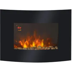 HOMCOM Elektrokamin Metall, Sicherheitsglas