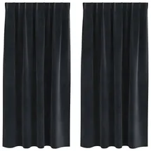 vidaXL Verdunkelungsvorhänge 2 pcs Schwarz 140 x 175 cm Samt