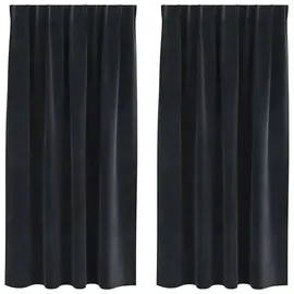 vidaXL Verdunkelungsvorhänge 2 pcs Schwarz 140 x 175 cm Samt
