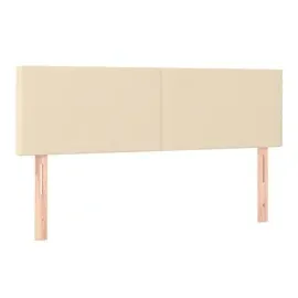 vidaXL Boxspringbett mit Matratze & LED Creme 140x190 cm Stoff