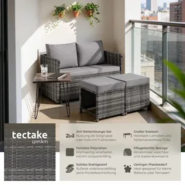 Tectake 2-in-1 Rattanlounge-Set Gartenmöbel grau