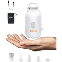 AstroAI Elektrische Luftpumpe mit 3000mAh Akku Tragbare Kompakte Mini Pumpe mit Lampe zum Aufblasen u. Absaugen für Camping Luftbett Luftmatratze Schwimmring Kleidungsvakuumbeutel Weiß