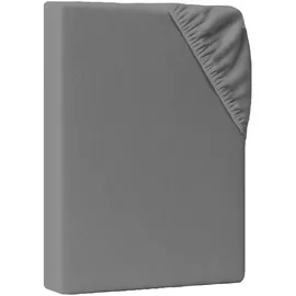 AM Qualitätsmatratzen Spannbettlaken Jersey-Baumwolle 150 x 210 cm anthrazit