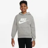 Nike Kinder Kapuzenpullover Club Fleece Big Kids Hoodie FD2988-063 137-147 - DK Grey Heather/White - 137-147