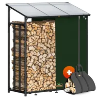 Gardebruk Kaminholzregal XXL Metall 1,98 m mit Abdeckung Schwarz