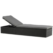 gardenson Sonnenliege 198 x 61 x 38 cm Schwarz