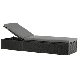 gardenson Sonnenliege 198 x 61 x 38 cm Schwarz