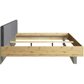 Home Affaire Polsterbett HOME AFFAIRE "Bett Loreto, Maße: B/T/H 185,5/211/98 cm", grau (dunkelgrau, natur, grau ontario 19, grauer graphit), B:185,8cm H:98cm L:211,4cm, Betten, Polsterbett, Bett 180x200 cm mit gepolstertem Kopfteil