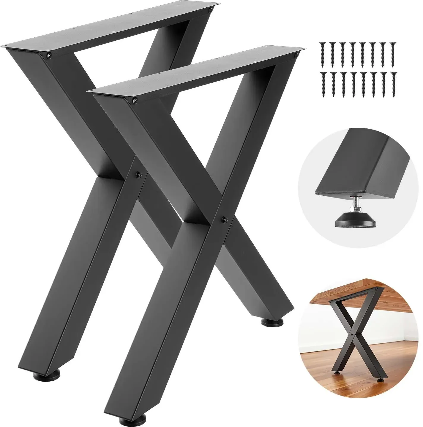 VEVOR Tischkufen 2er-Set 760x750 mm, X-Förmige Tischuntergestell 1000 kg, Tischbeine Kohlenstoffstahl, Möbelfüße, Tischgestell, Tischfüße für Schreibtische, Couchtische, Esstische, Schwarz