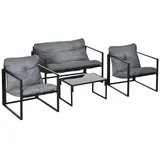 Outsunny 4-tlg. Gartenmöbel-Set, Balkonmöbel mit Sitzkissen, Outdoor Sitzgruppe Terrassenmöbel